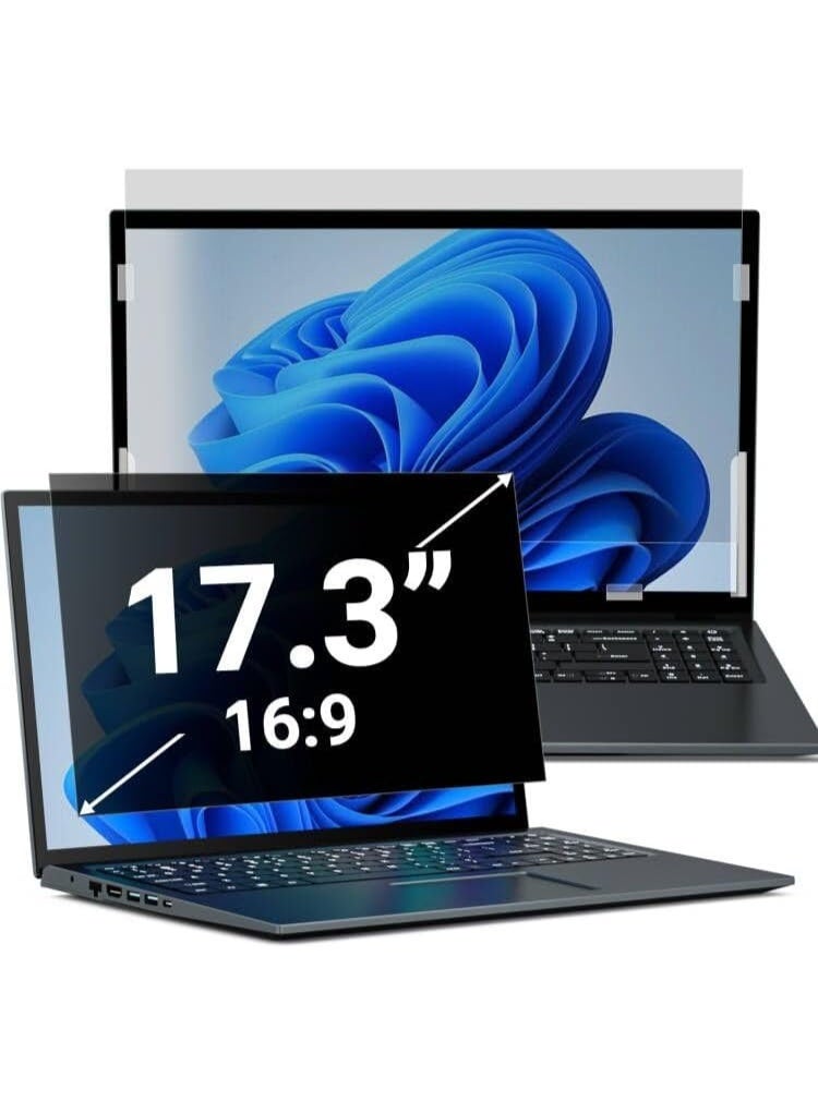 Laptop Privacy Screen 17.3 Inch for HP Dell Acer Asus Lenovo Thinkpad Envy Xps, 16:9 Aspect Removable 17.3in Anti Blue Light Glare Privacy Filter, Anti Spy Computer Monitor Security Protector